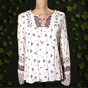 Knox Rose Boho Chic Embroidered Blouse Size S